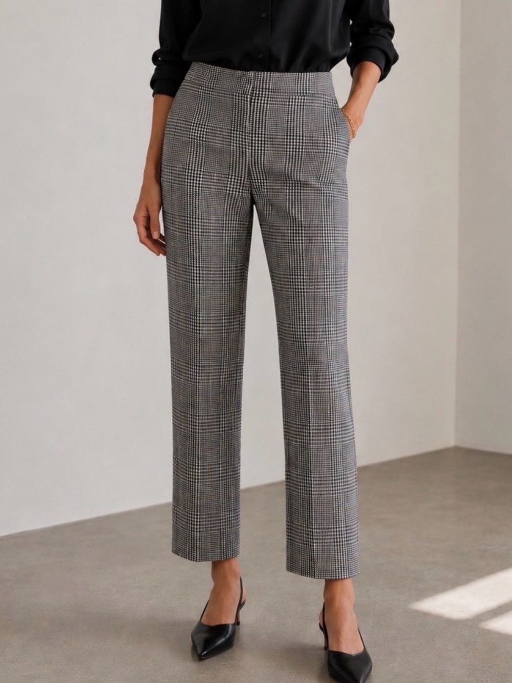 Veronica Beard Linen Cotton Plaid Trouser Womens Size‎ 6 Tailored Work Chic Wear